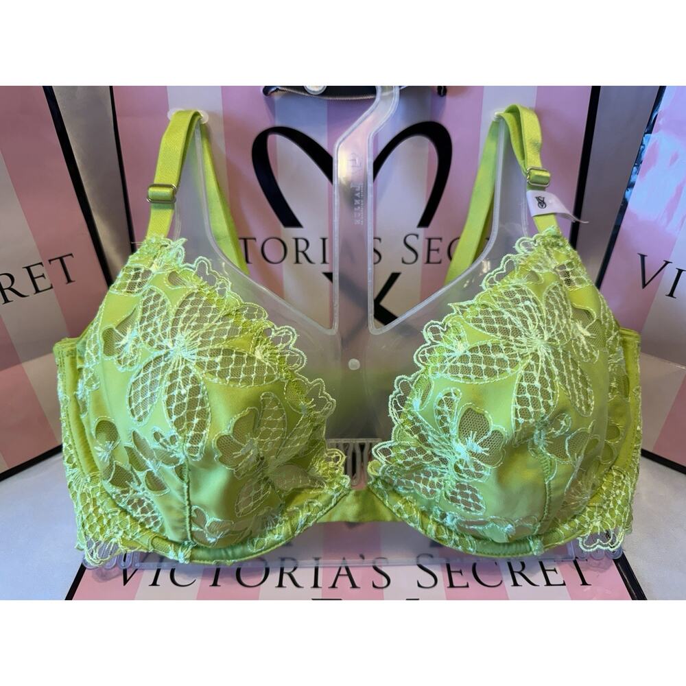 Victorias Secret Bra Very Sexy Low Cut Demi 34B Satin Flower Print